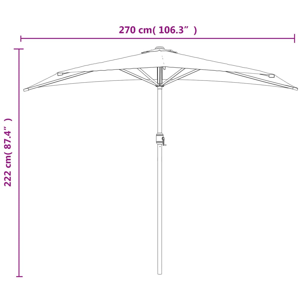 Ombrellone Balcone Palo in Alluminio Sabbia 270x144 cm a Metà - homemem39