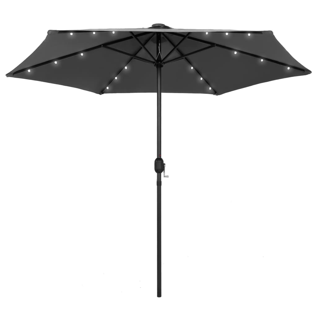 Ombrellone con Luci a LED e Palo in Alluminio 270 cm Antracite - homemem39