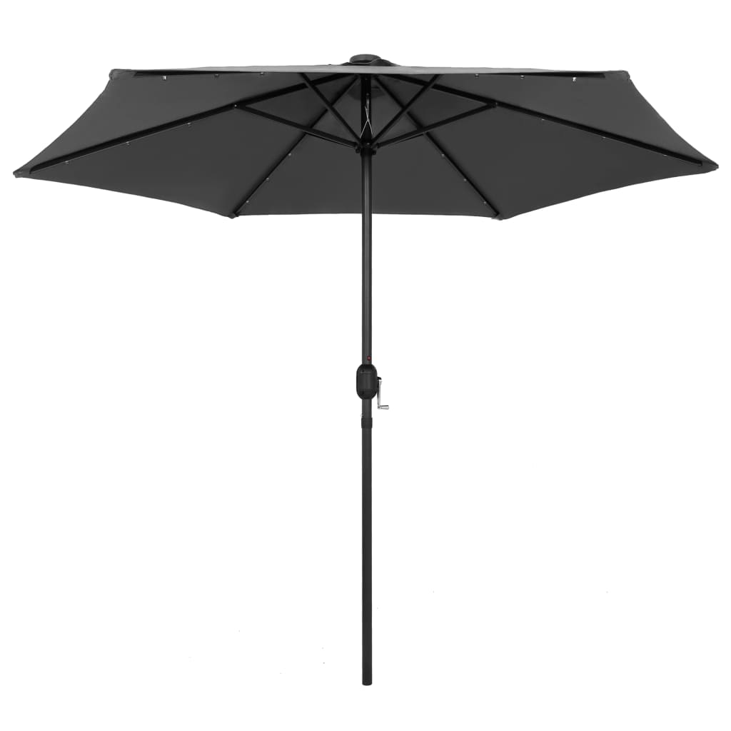 Ombrellone con Luci a LED e Palo in Alluminio 270 cm Antracite - homemem39