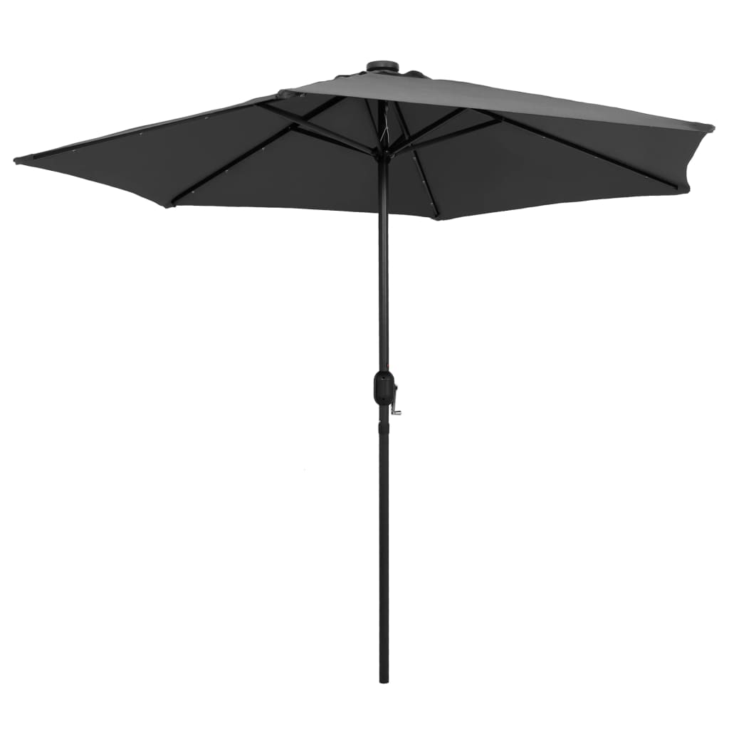 Ombrellone con Luci a LED e Palo in Alluminio 270 cm Antracite - homemem39