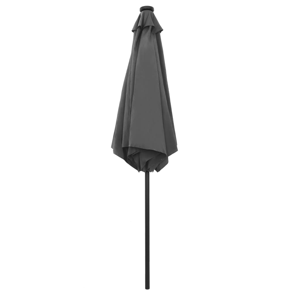 Ombrellone con Luci a LED e Palo in Alluminio 270 cm Antracite - homemem39