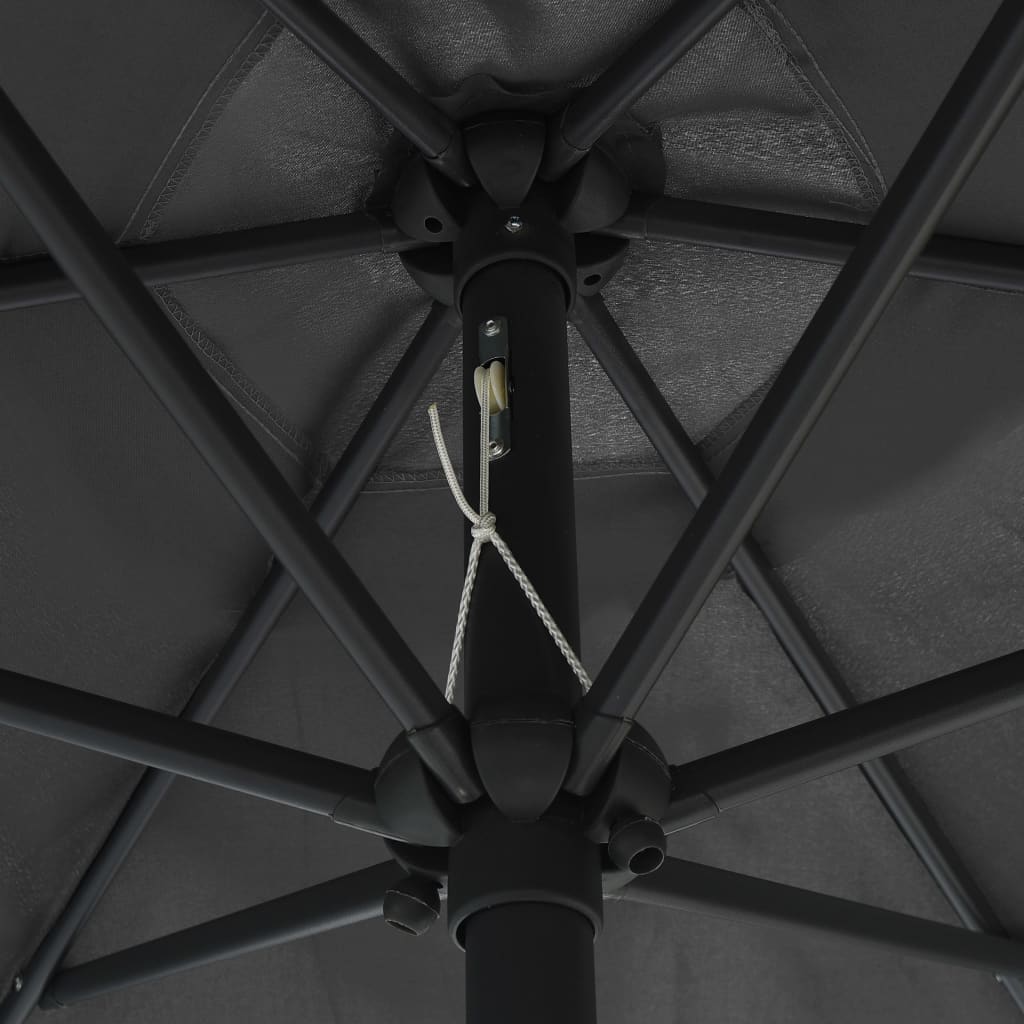 Ombrellone con Luci a LED e Palo in Alluminio 270 cm Antracite - homemem39
