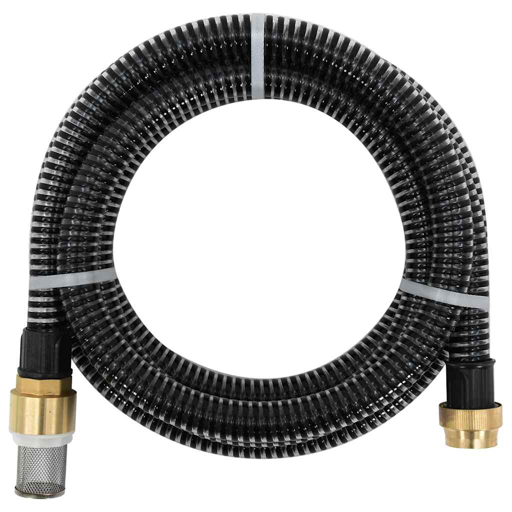 Tubo di Aspirazione con Raccordi in Ottone Nero 1,1" 25 m PVC