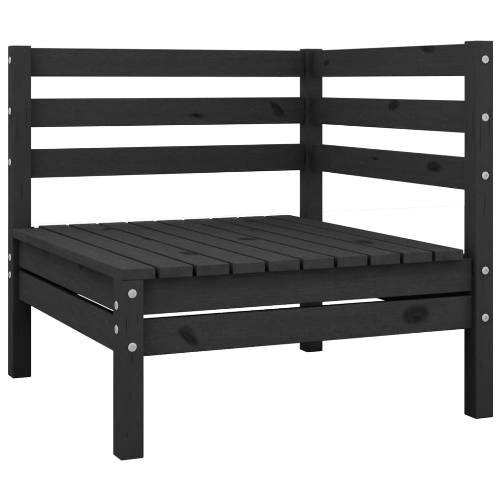 Black Garden Corner Sofa in Solid Pine Wood