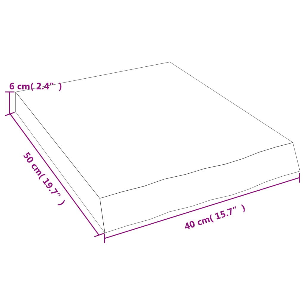Ripiano a Parete 40x50x(2-6) cm Massello Rovere Non Trattato