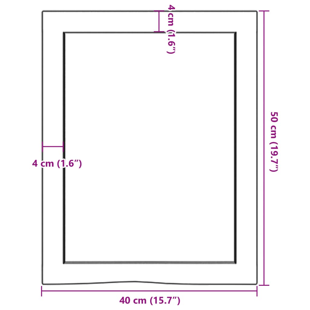 Ripiano a Parete 40x50x(2-6) cm Massello Rovere Non Trattato