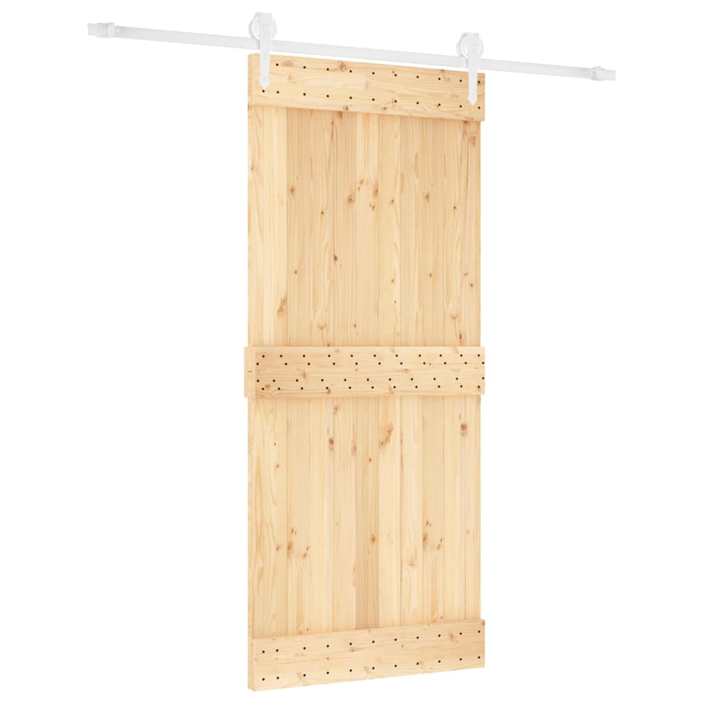 Porta Scorrevole con Set Hardware 90x210 cm Legno Massello Pino - homemem39