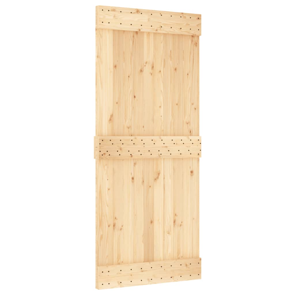 Porta Scorrevole con Set Hardware 90x210 cm Legno Massello Pino - homemem39