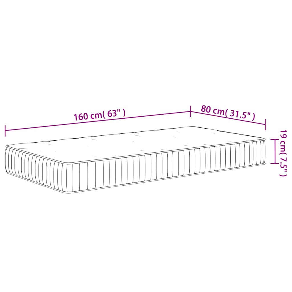 Materasso a Molle Insacchettate per Bambini Medio 80x160 cm - homemem39