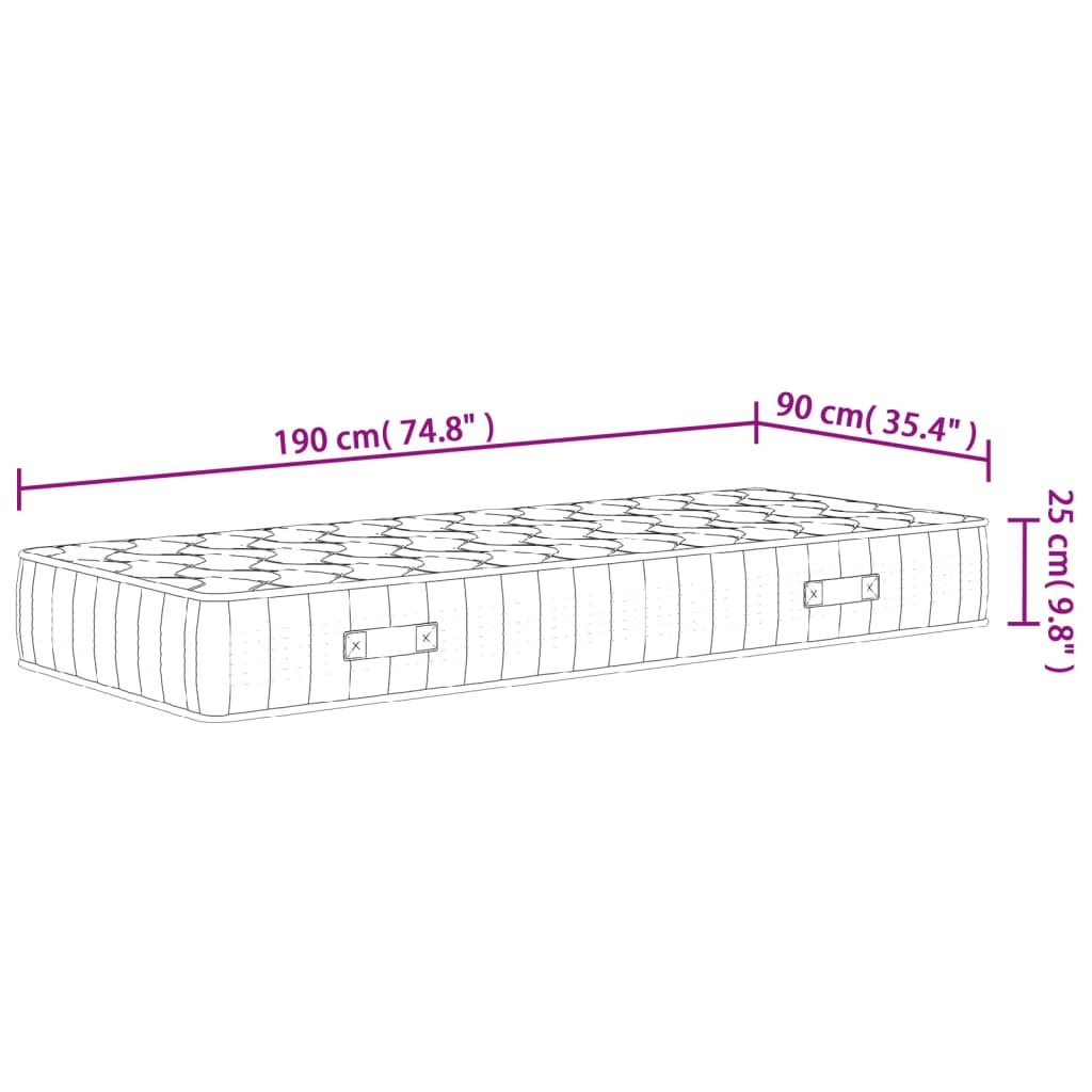 Materasso Molle Insacchettate Medio Rigido 90x190cm Single Size - homemem39