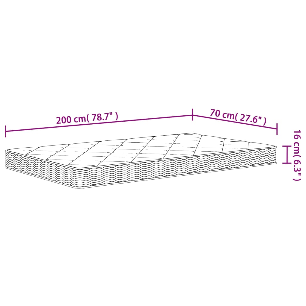 Materasso in Schiuma Mediamente Morbido 70x200 cm - homemem39