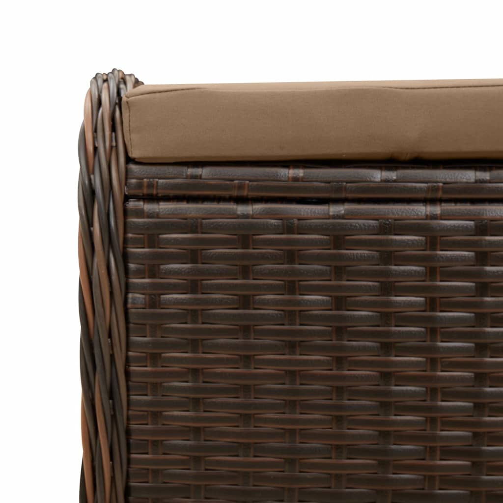 Sgabello Giardino con Cuscino Marrone 58x46x46 cm in Polyrattan - homemem39
