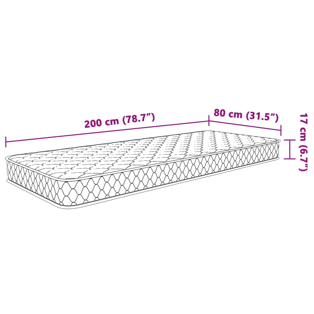 Materasso Viscoelastico Bianco 80x200x17 cm - homemem39