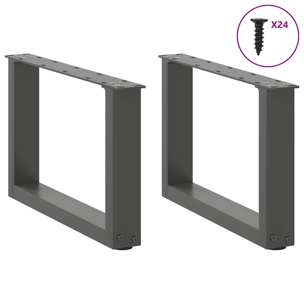 Gambe Tavolino Caffè a U 2 pz Antracite 50x(30-31)cm in Acciaio