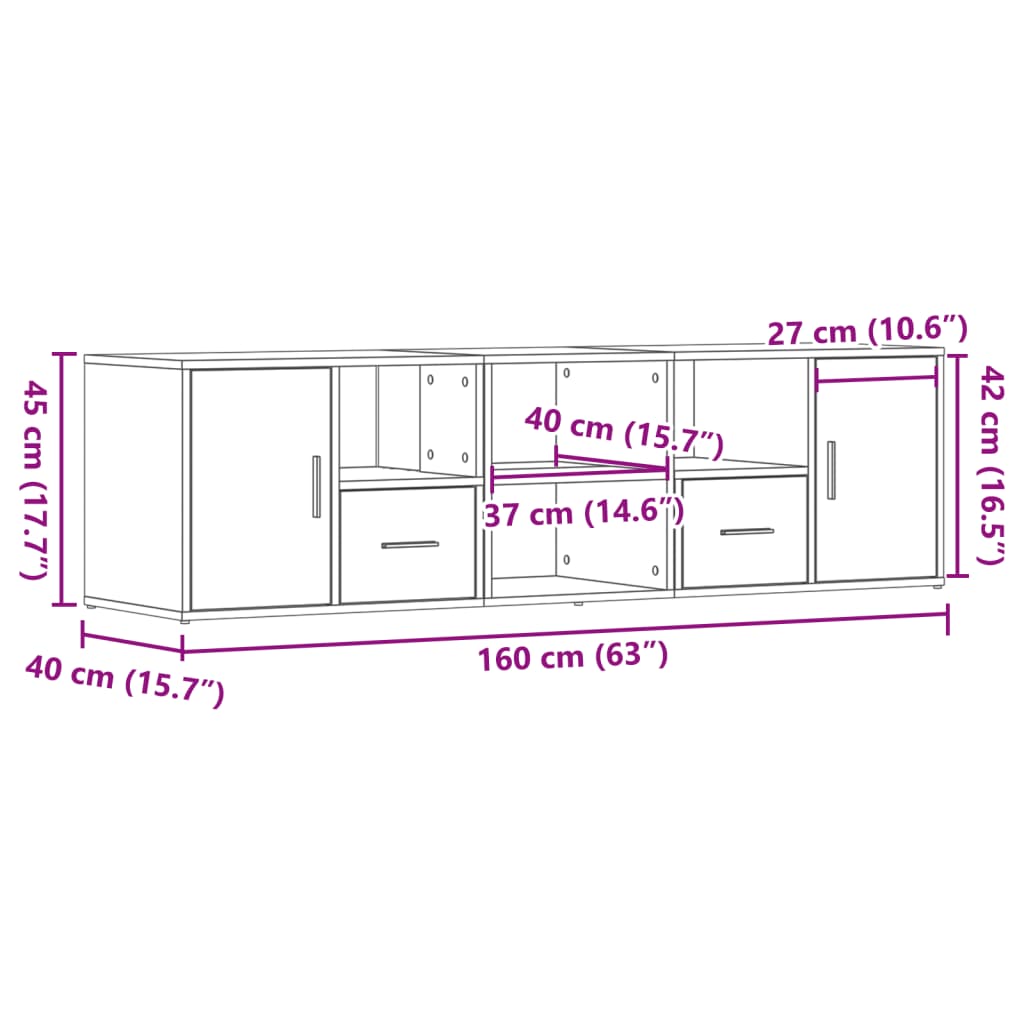 Mobile Angolare Rovere Fumo 160x40x45 cm in Truciolato - homemem39