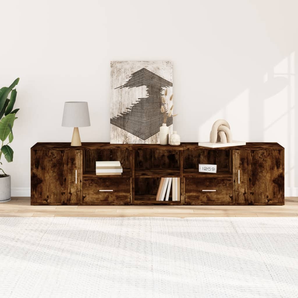Mobile Angolare Rovere Fumo 200x40x45 cm in Truciolato - homemem39
