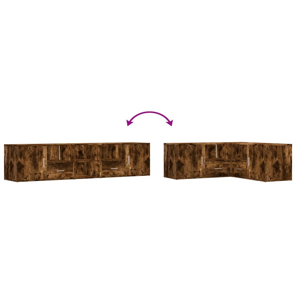 Mobile Angolare Rovere Fumo 200x40x45 cm in Truciolato - homemem39