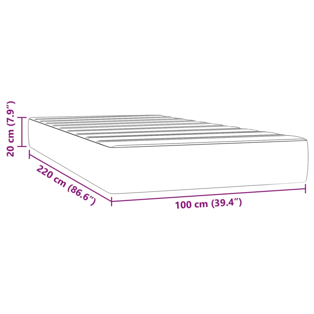Materasso a Molle Blu Scuro 100x220x20 cm in Velluto - homemem39