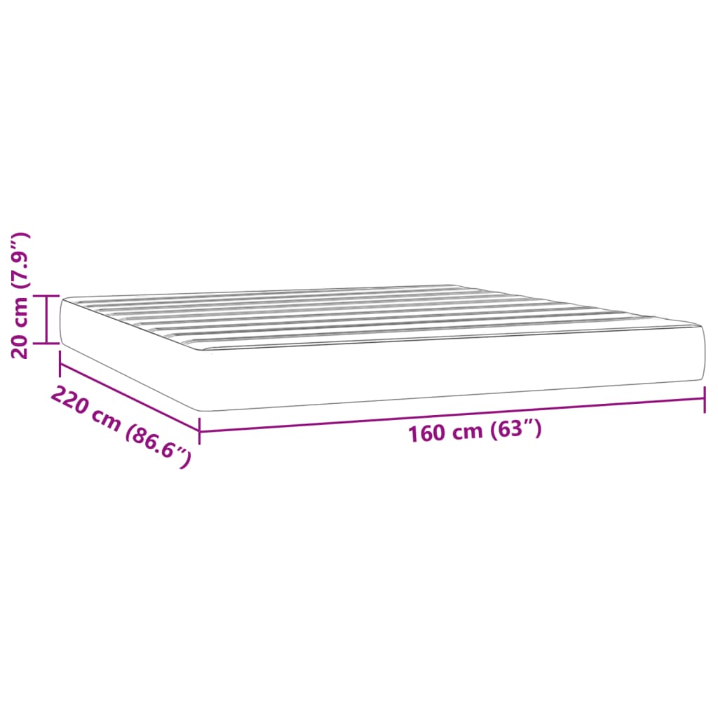 Materasso a Molle Insacchettate Rosa 160x220x20 cm in Velluto - homemem39
