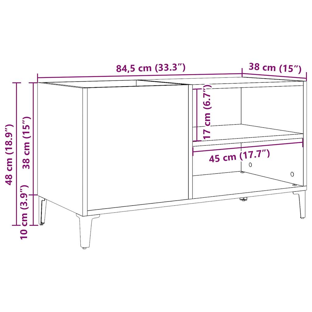 Mobile Porta Dischi Legno Antico 84,5x38x48cm Legno Multistrato - homemem39