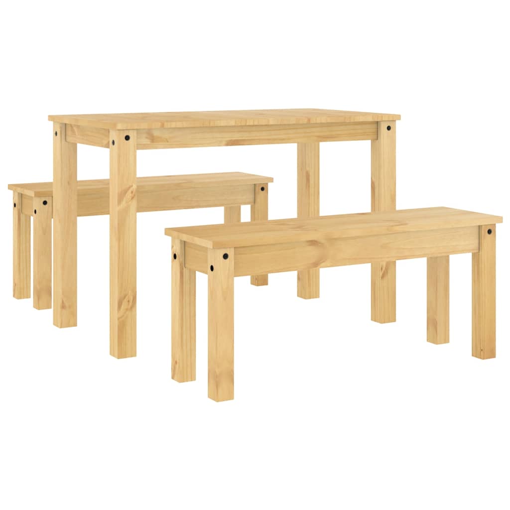 Set da Pranzo 3 pz Panama in Legno Massello di Pino - homemem39