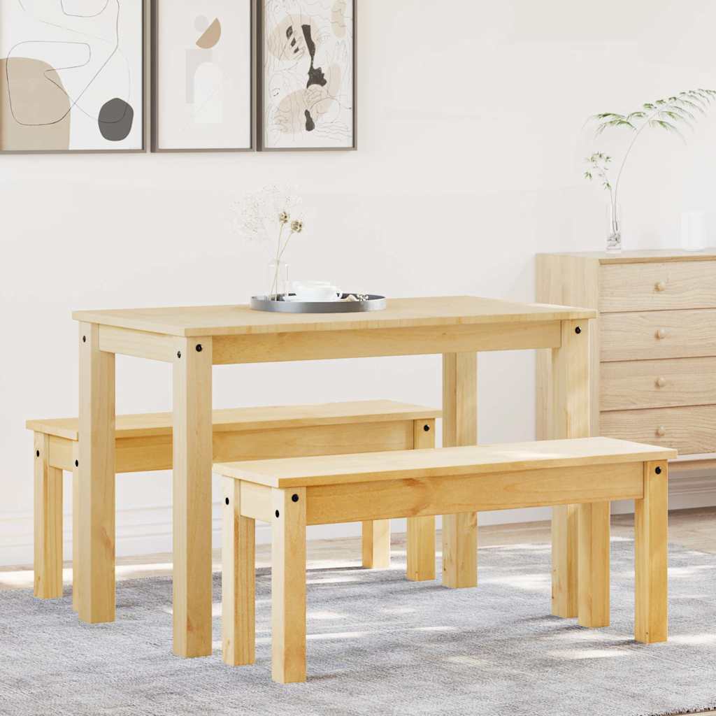 Set da Pranzo 3 pz Panama in Legno Massello di Pino - homemem39