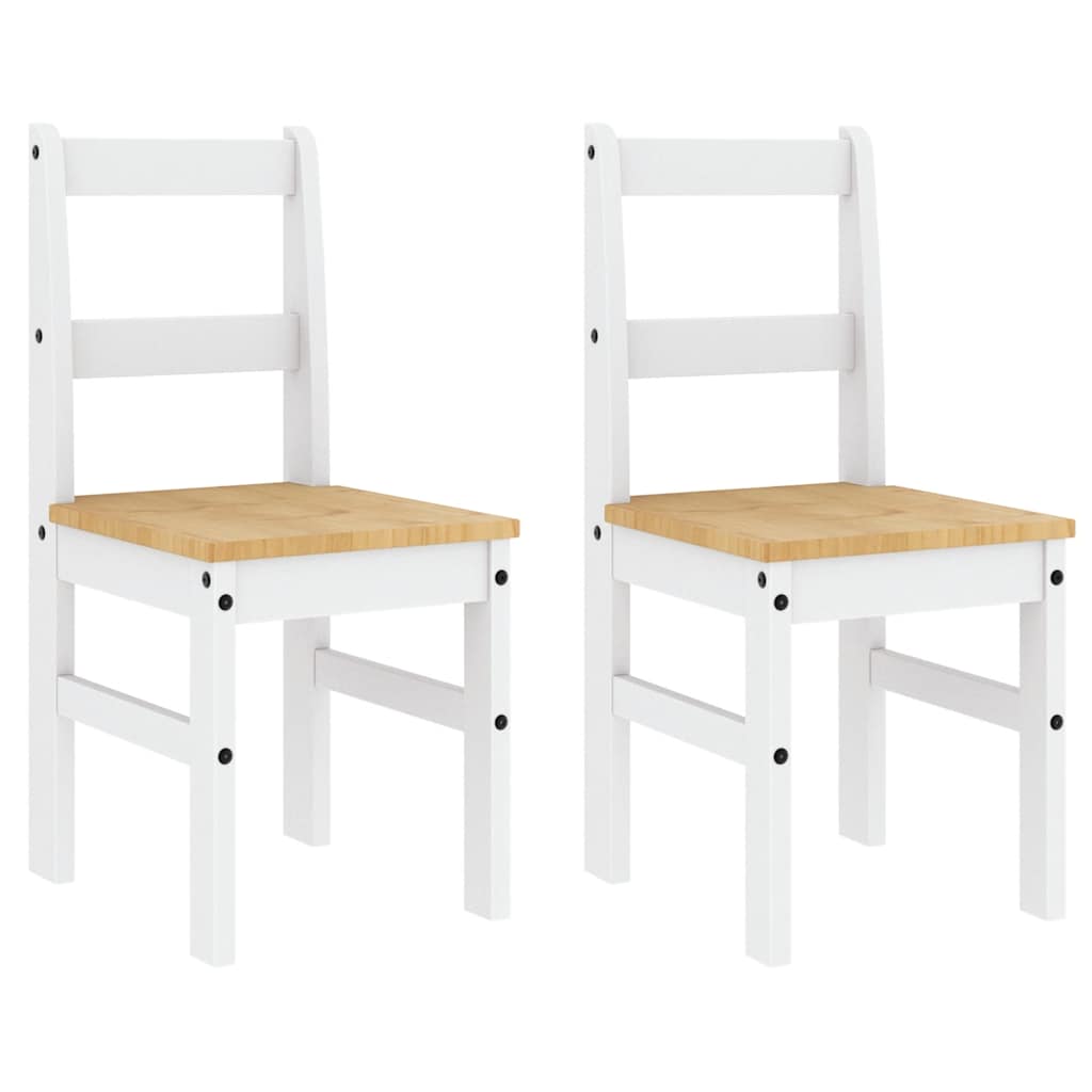 Set da Pranzo 4 pz Panama Bianco in Legno Massello di Pino - homemem39