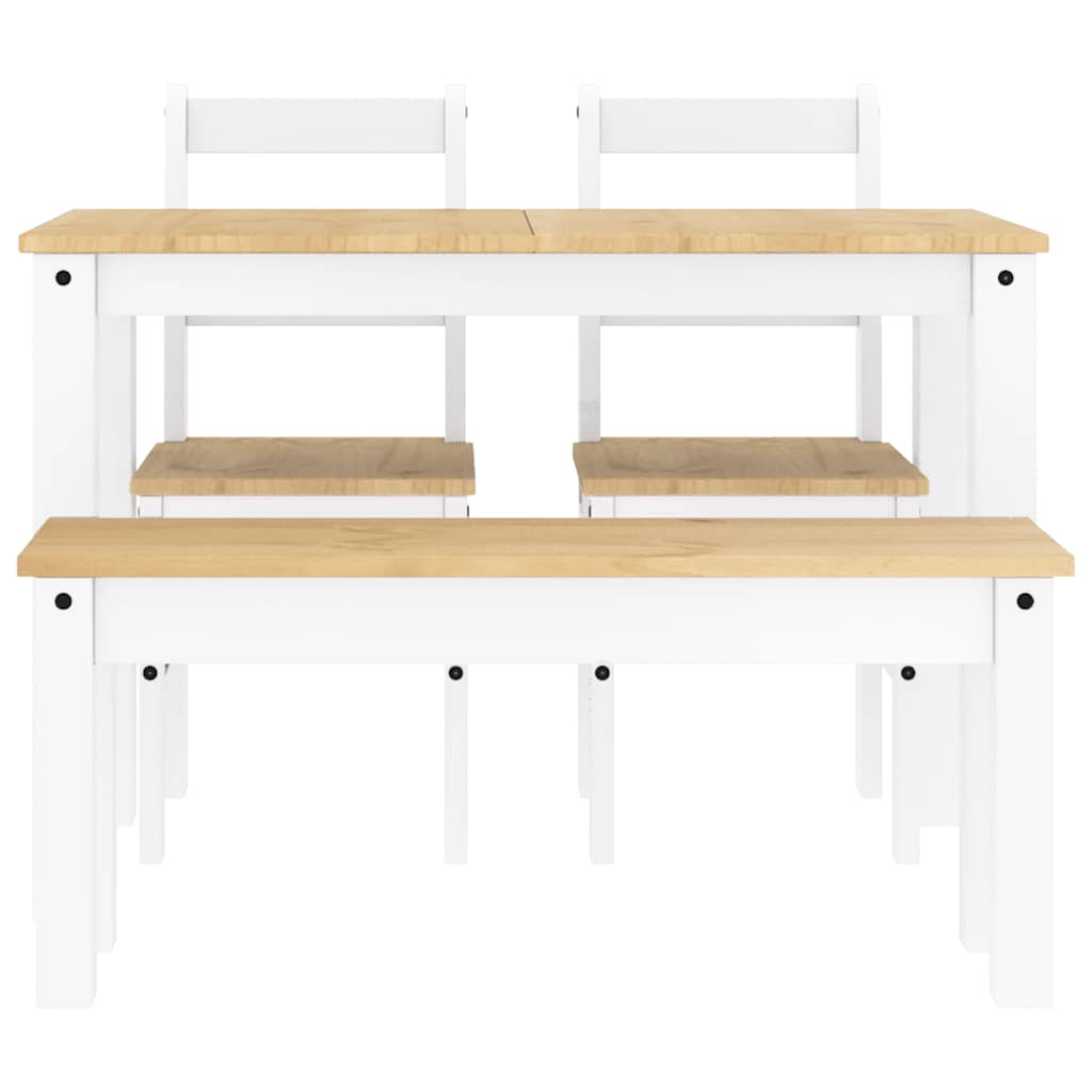 Set da Pranzo 4 pz Panama Bianco in Legno Massello di Pino - homemem39