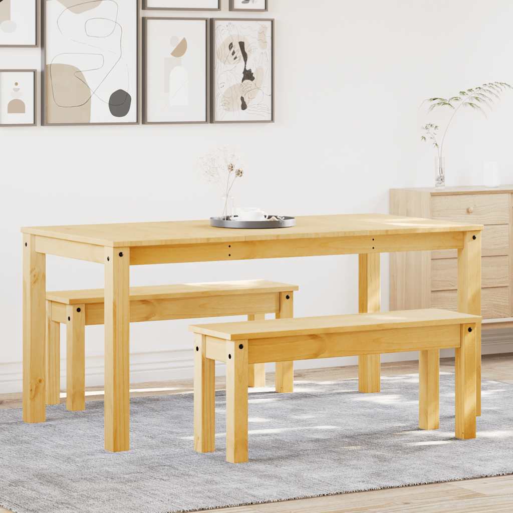 Set da Pranzo 3 pz Panama in Legno Massello di Pino - homemem39