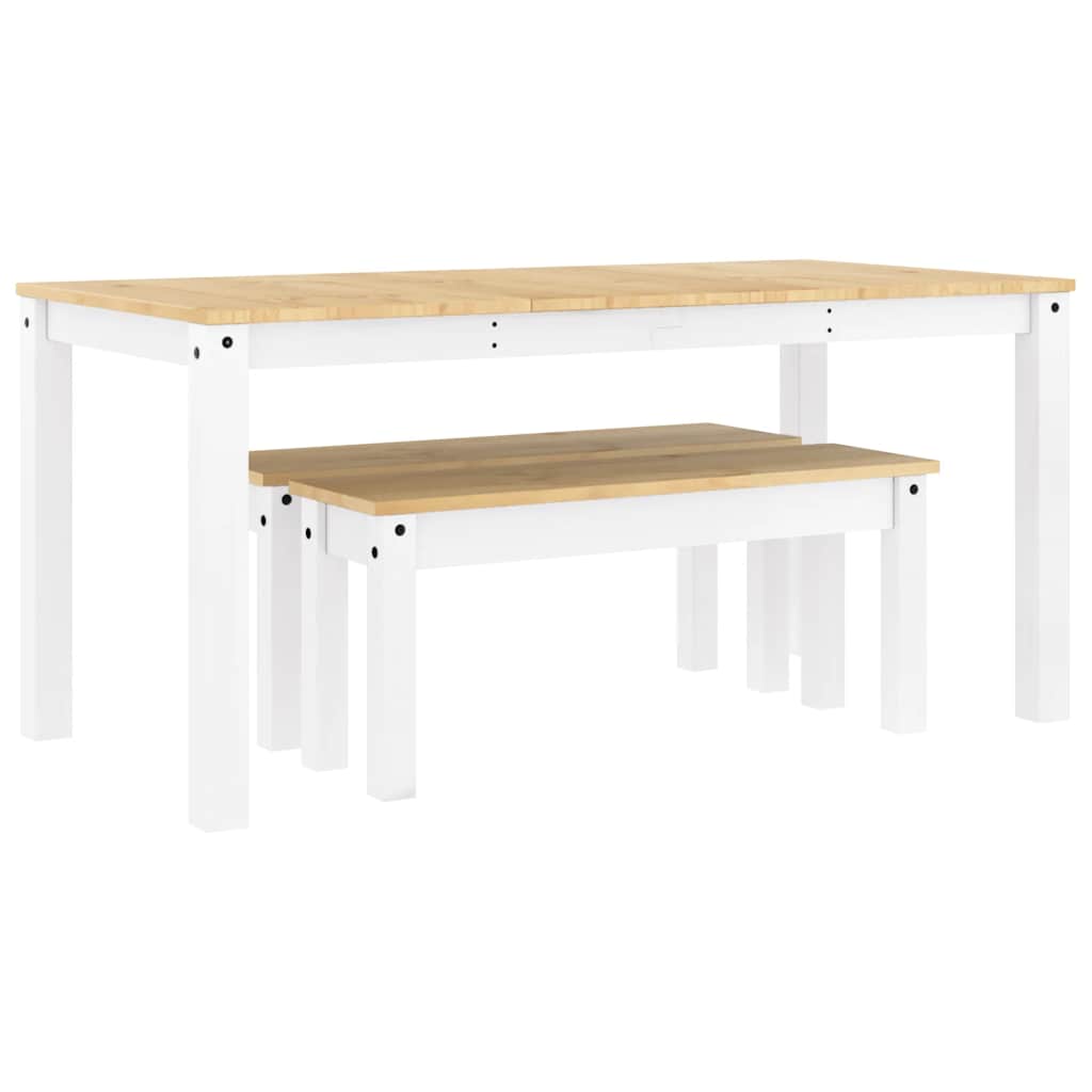 Set da Pranzo 3 pz Panama Bianco in Legno Massello di Pino - homemem39