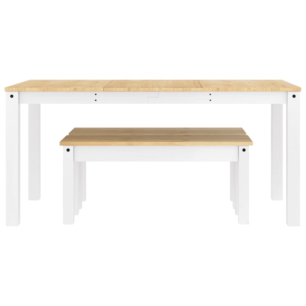 Set da Pranzo 3 pz Panama Bianco in Legno Massello di Pino - homemem39