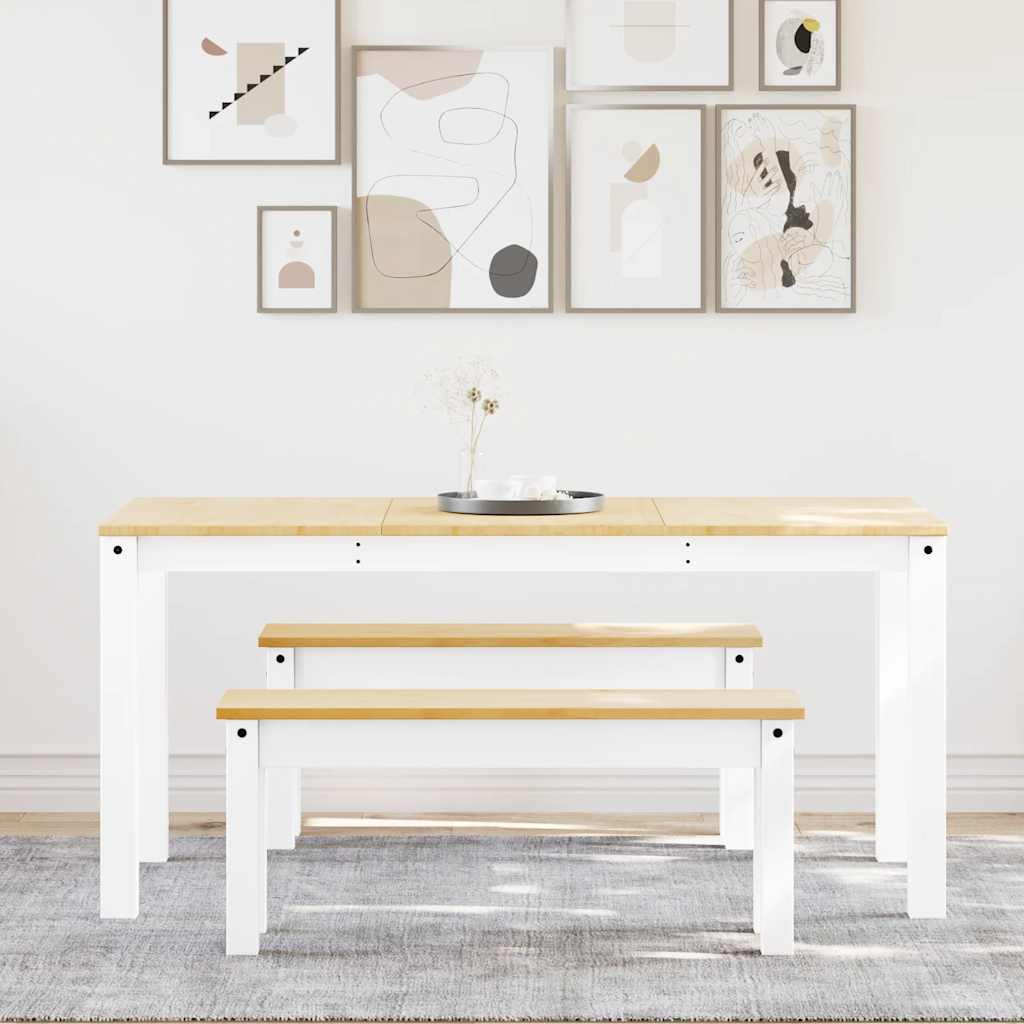 Set da Pranzo 3 pz Panama Bianco in Legno Massello di Pino - homemem39