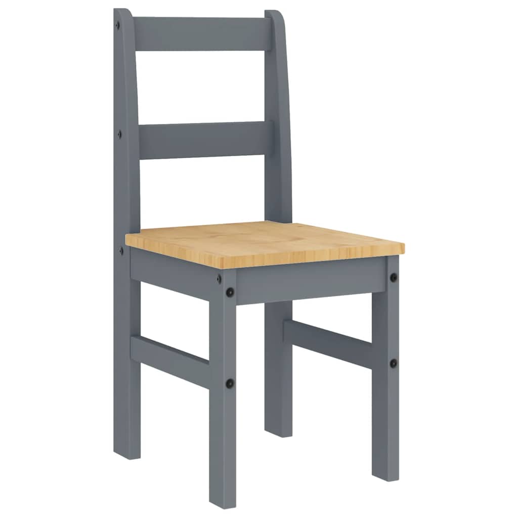 Set da Pranzo 5 pz Panama Grigio in Legno Massello di Pino - homemem39
