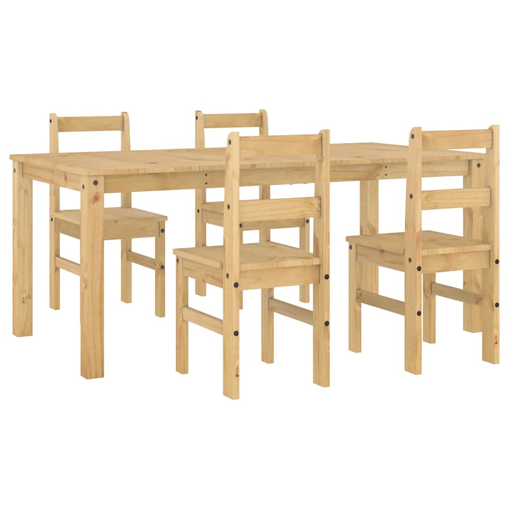 Set da Pranzo 5 pz Panama in Legno Massello di Pino - homemem39