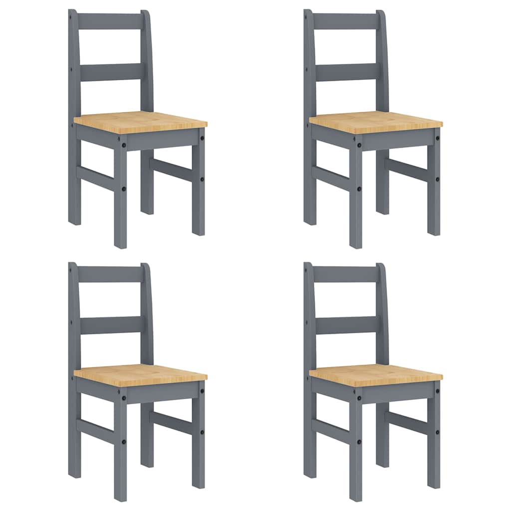 Set da Pranzo 5 pz Panama Grigio in Legno Massello di Pino - homemem39