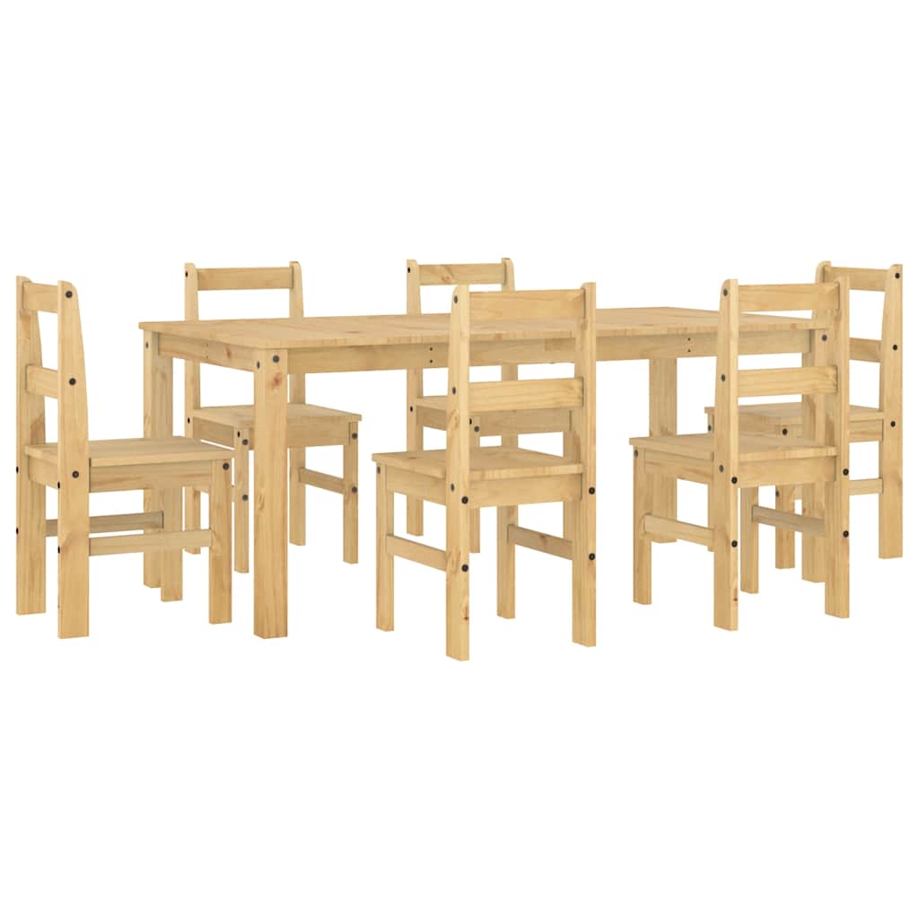 Set da Pranzo 7 pz Panama in Legno Massello di Pino - homemem39