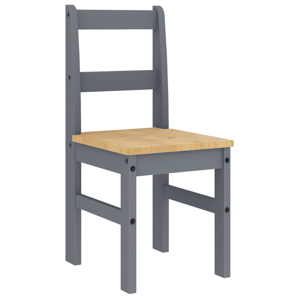 Set da Pranzo 7 pz Panama Grigio in Legno Massello di Pino - homemem39