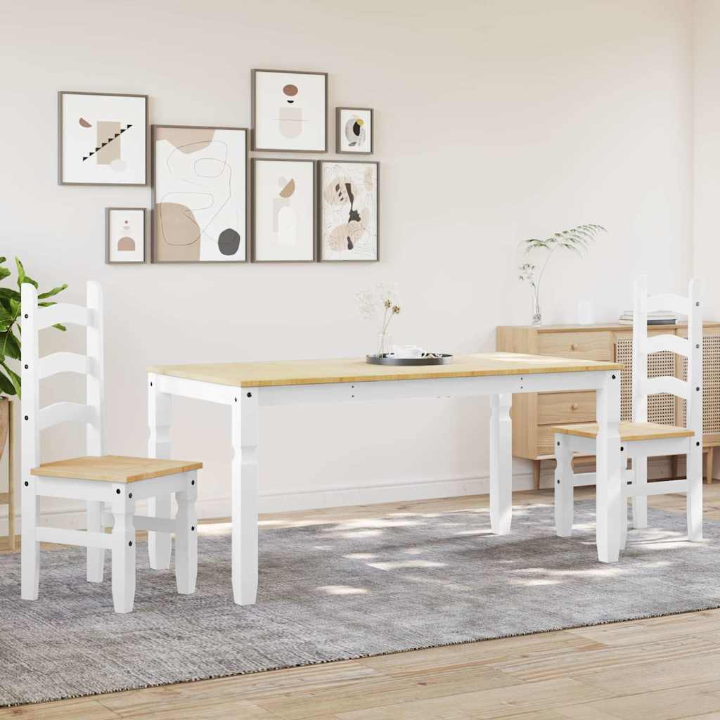 Set da Pranzo 3 pz Panama Bianco in Legno Massello di Pino - homemem39