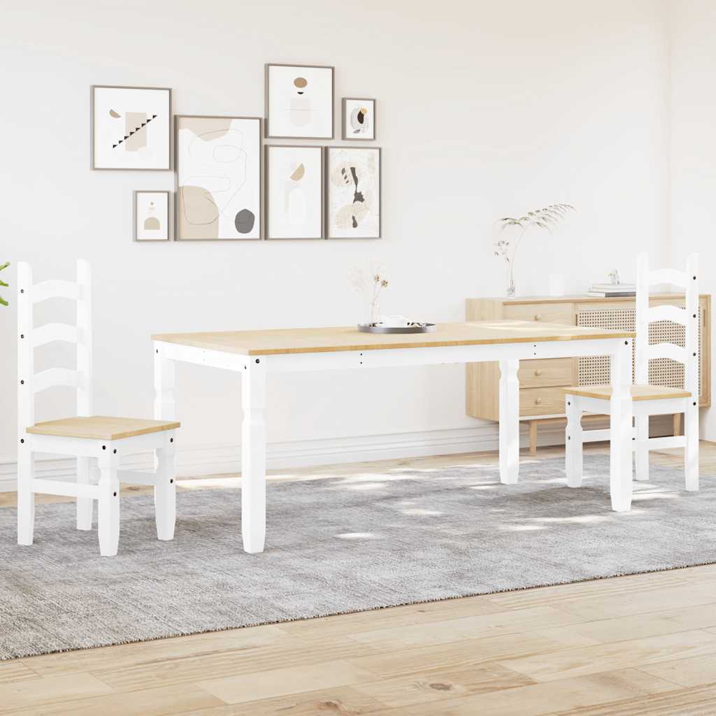 Set da Pranzo 3 pz Panama Bianco in Legno Massello di Pino - homemem39