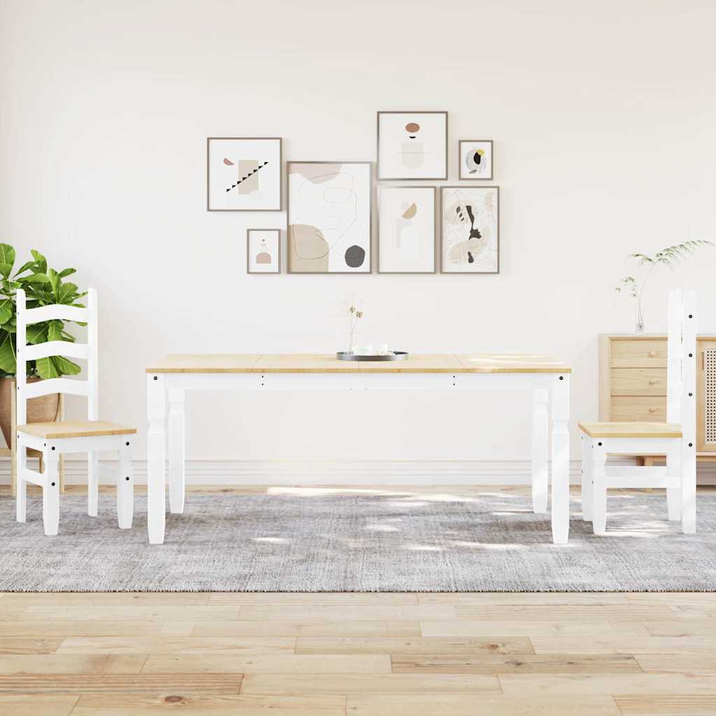 Set da Pranzo 3 pz Panama Bianco in Legno Massello di Pino - homemem39