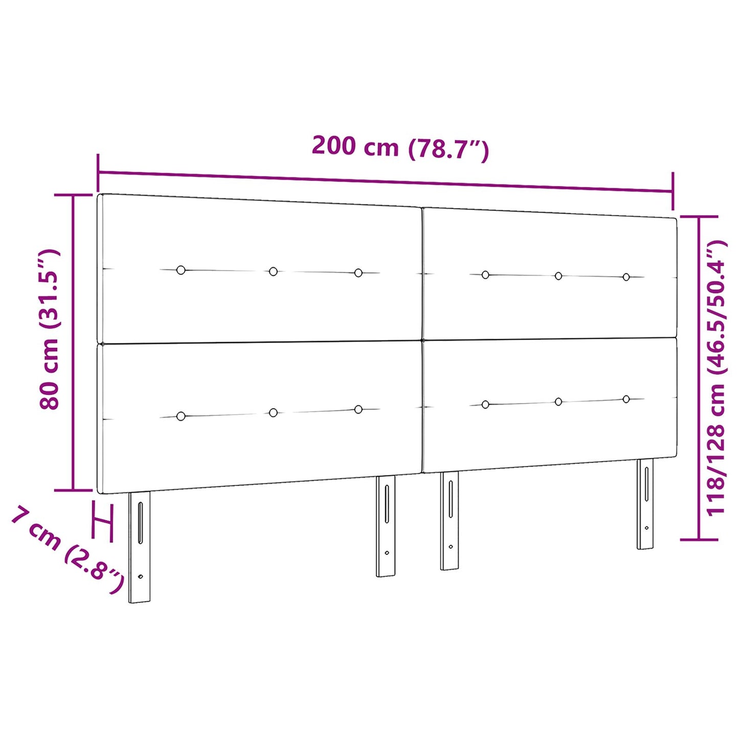 testiera vidaXL imbottita blu scuro 200 cm in velluto