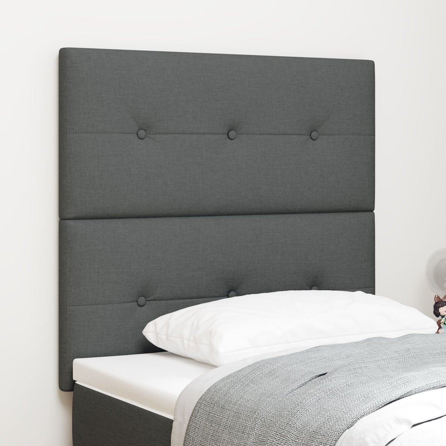 Testata LED vidaXL Grigio Scuro 90 cm Tessuto