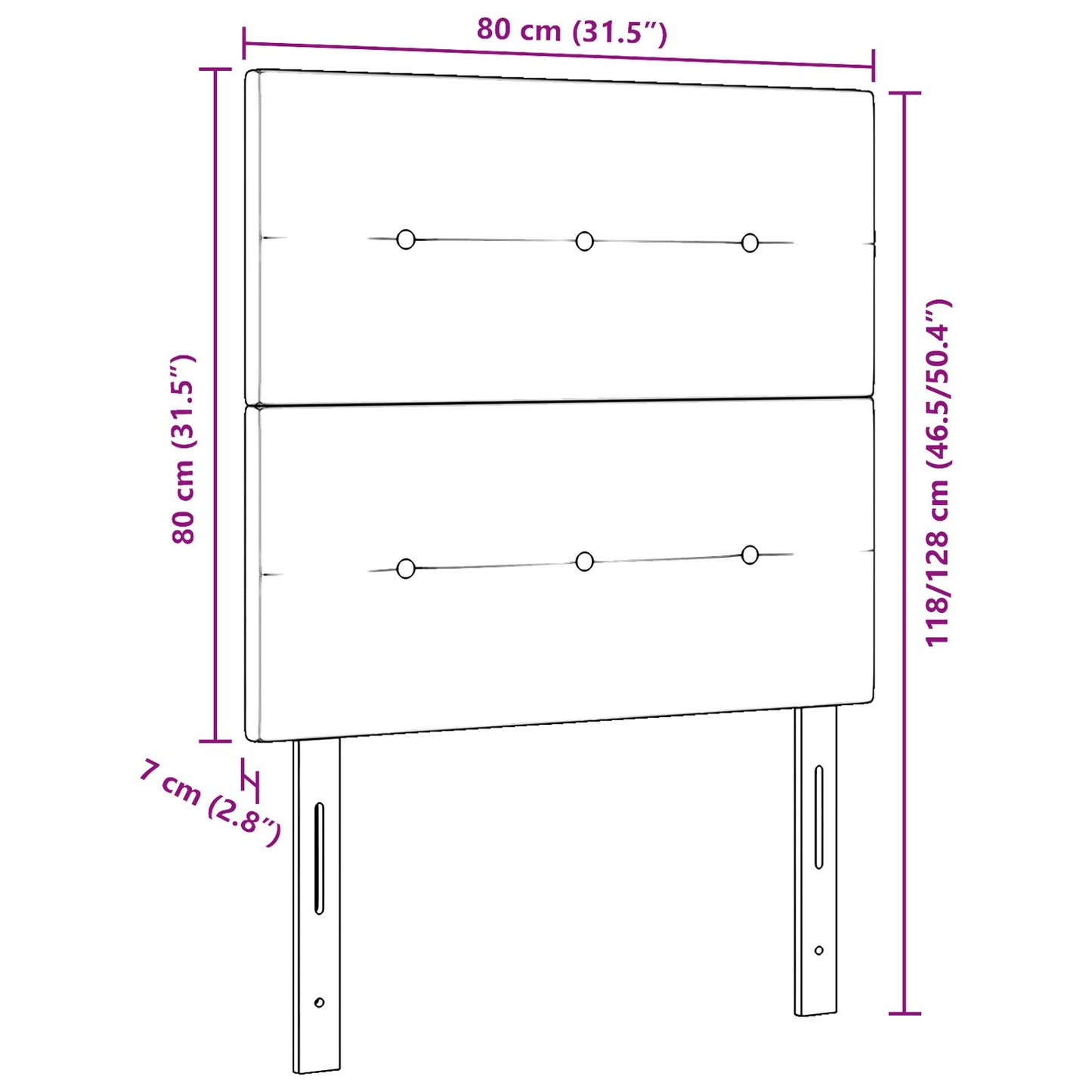 Testiera vidaXL con bottoni trapuntati nera 80 cm in velluto