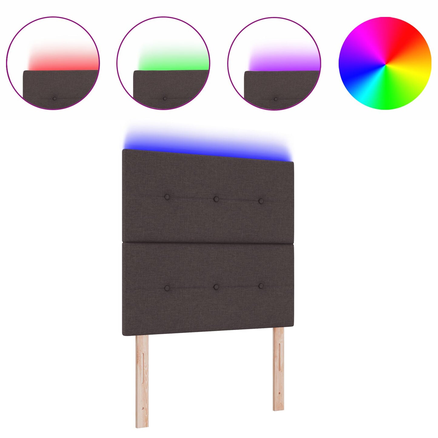 Testiera LED vidaXL Marrone Scuro 80 cm Tessuto