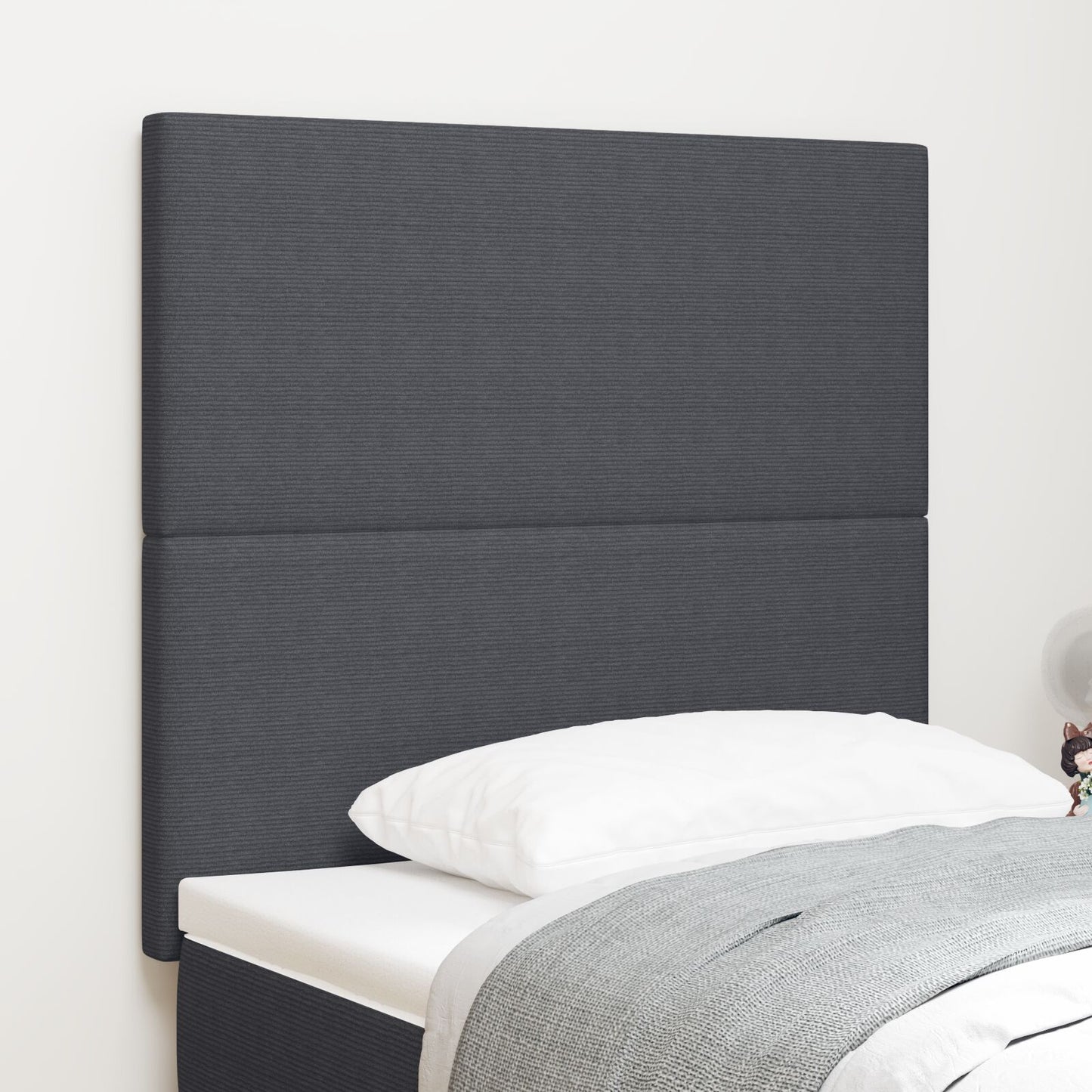 Testiera vidaXL Design Pieno Grigio Scuro 80 cm in Tessuto Corduroy