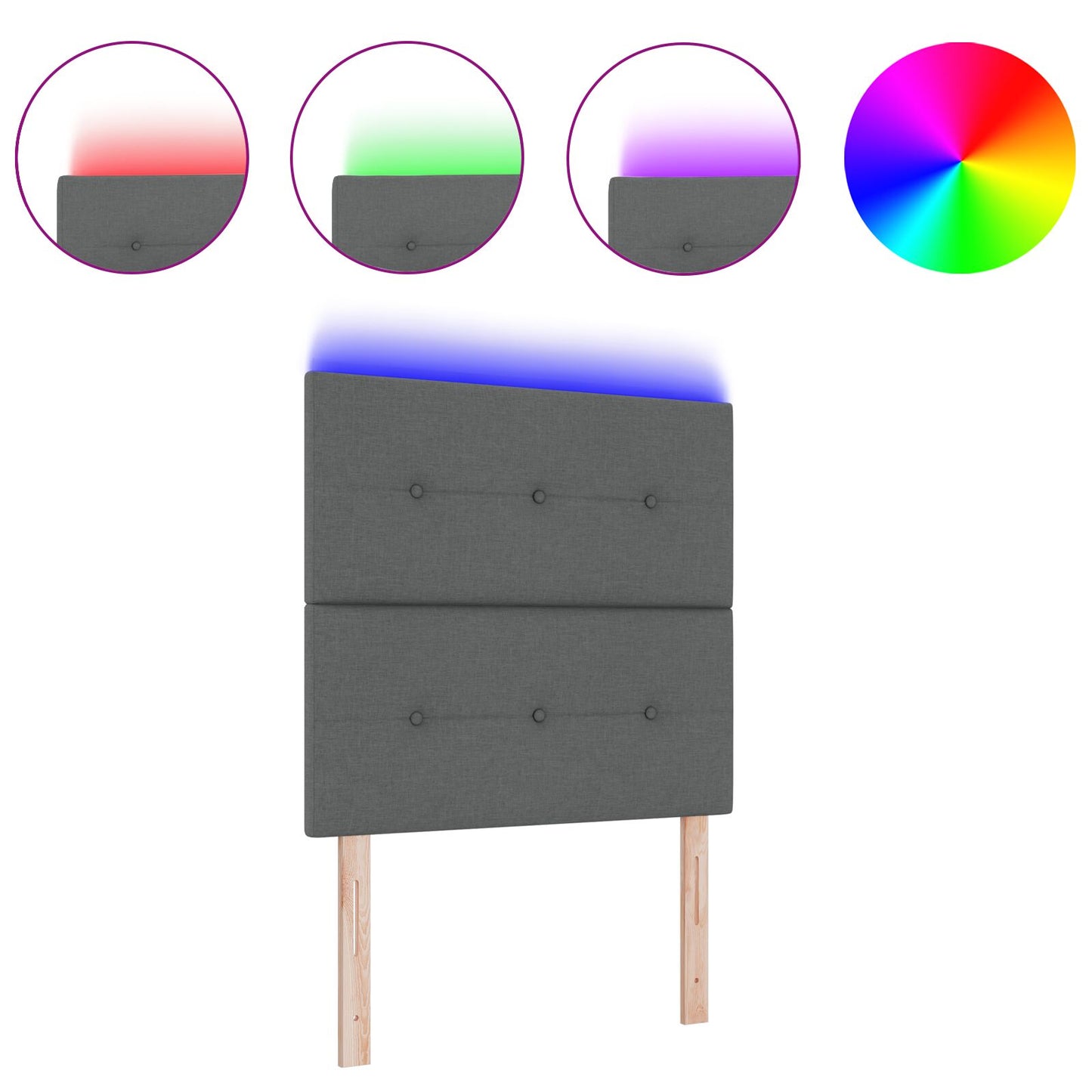 Testata LED vidaXL Grigio Scuro 90 cm Tessuto