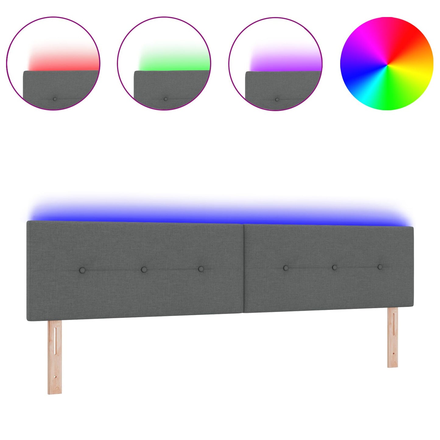 Testata LED vidaXL Button Tufted Grigio scuro 100 cm Tessuto