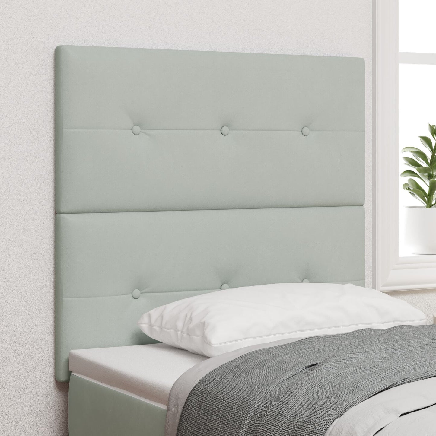 Testiera vidaXL Imbottita Grigio Chiaro 100 cm in Velluto