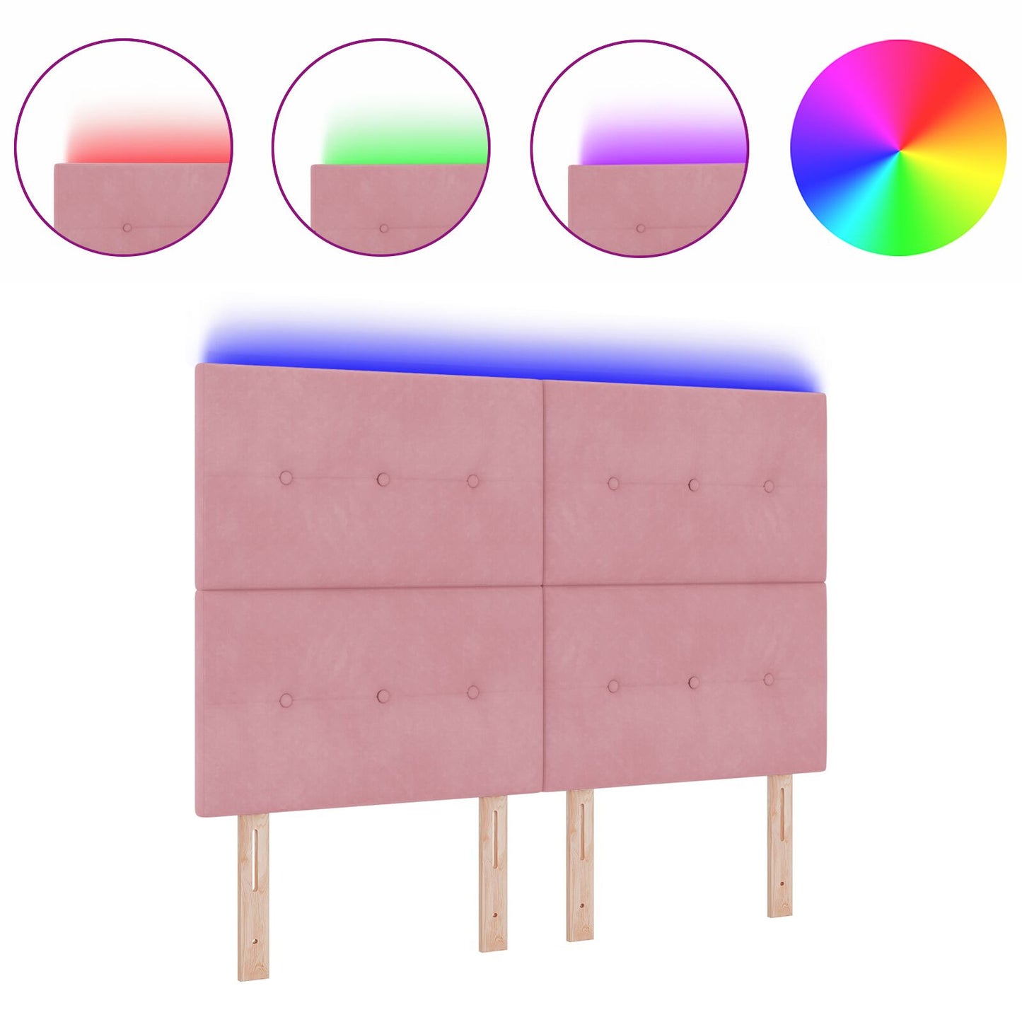 Testata LED vidaXL Rosa 72 cm Velluto