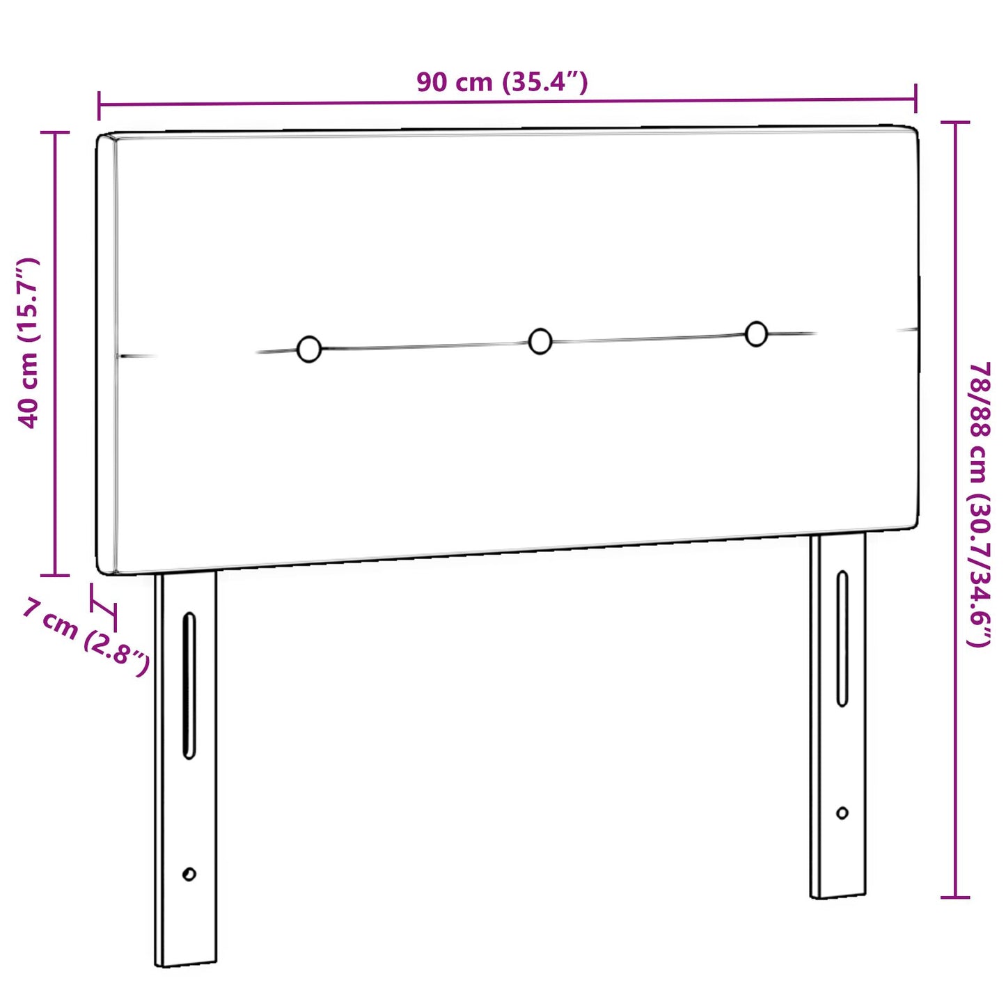 Testata LED vidaXL con bottoni imbottiti Verde Scuro 90 cm Velluto